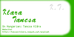 klara tancsa business card